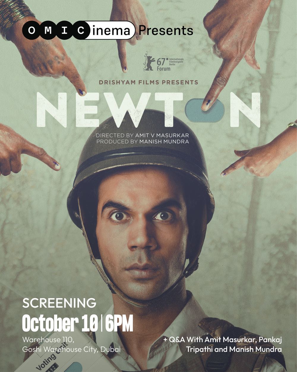 OMICinema presents Newton, directed by Amit V. Masurkar, produced by Manish Mundra. Screening followed by a Q&A with Amit Masurkar, Pankaj Tripathi, and Manish Mundra.